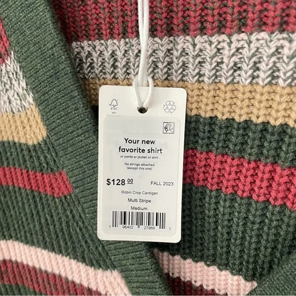 Marine Layer Robin Merino Wool Blend Multi Stripe Crop Cardigan